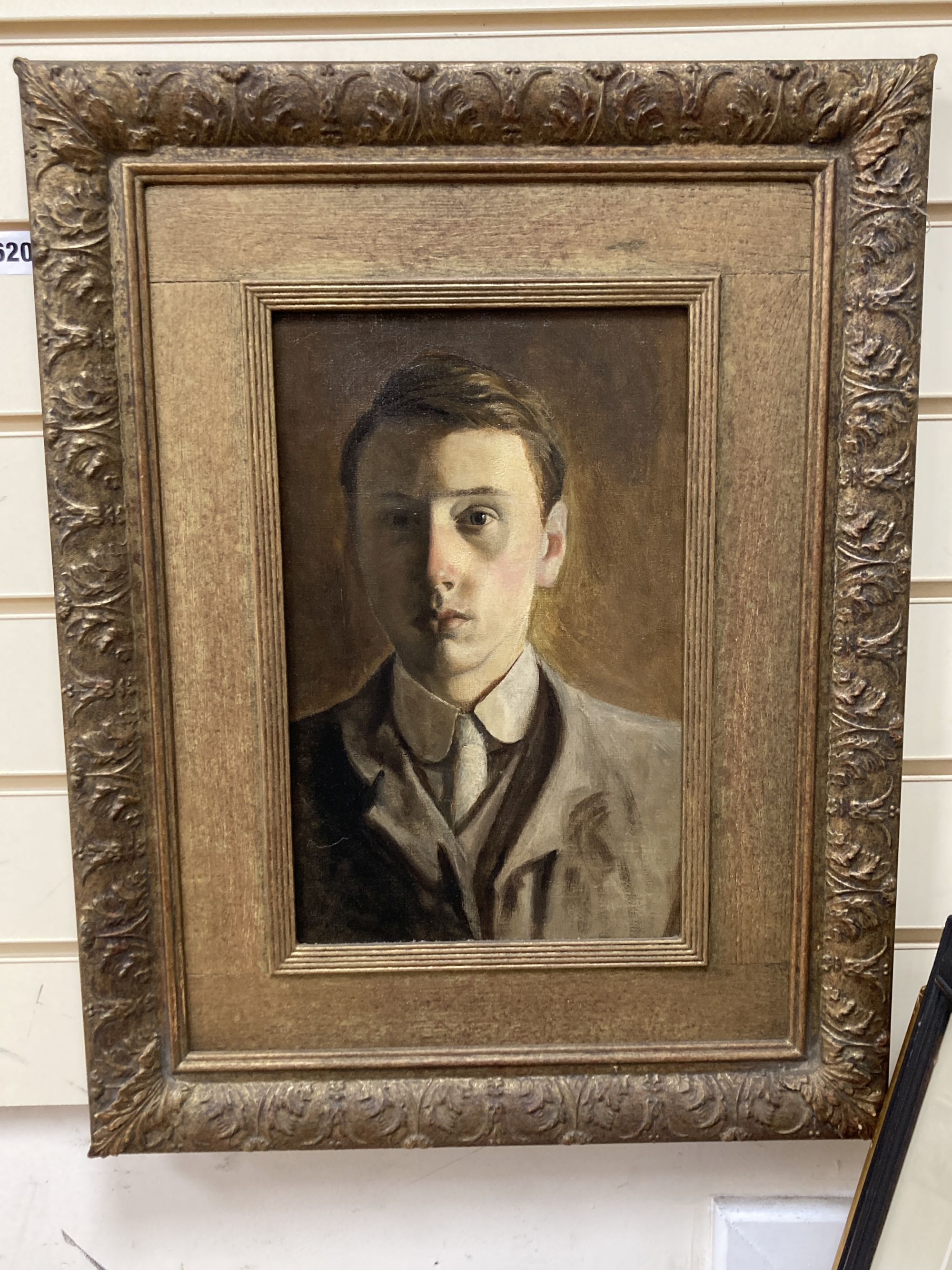 J. Gould, oil on canvas, Self portrait 1908, 34 x 21cm